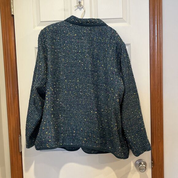 NWOT Susan Graver  Blazer Green Tweed Multicolored Blazer Suit Size 2X - Picture 2 of 11